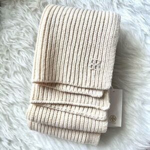 Tory Burch Cream Ribbed Merino Scarf NWT
